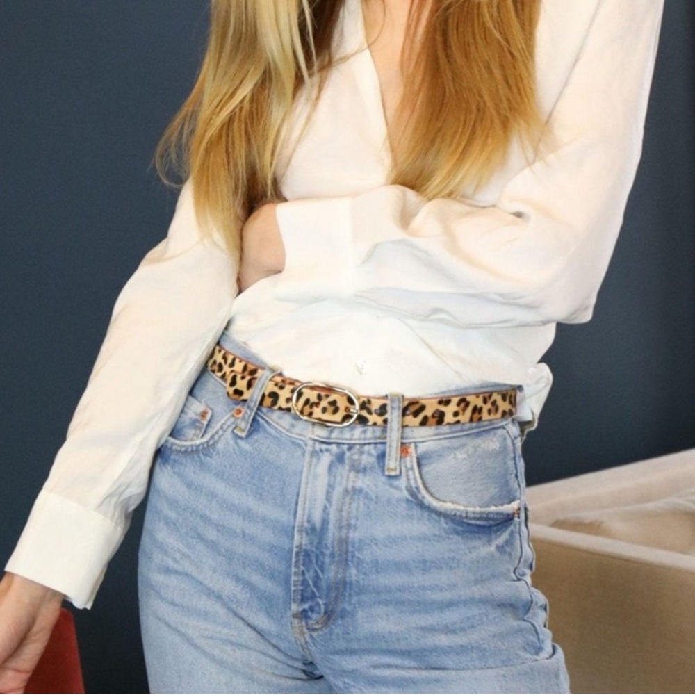 Skinny Cheetah Print Belt - Picture 2 of 8